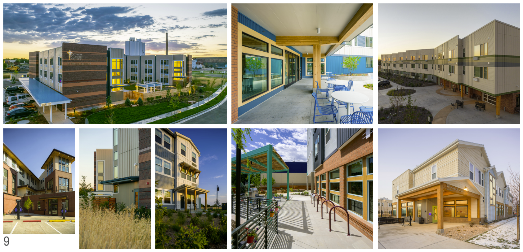A collage in the Broomfield council packet shows examples of multifamily residential buildings and shared courtyards; these images are illustrative and are not the proposed Baseline project.
