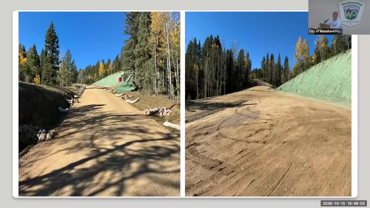 Views of the completed graded dirt access road near the potential reservoir site.