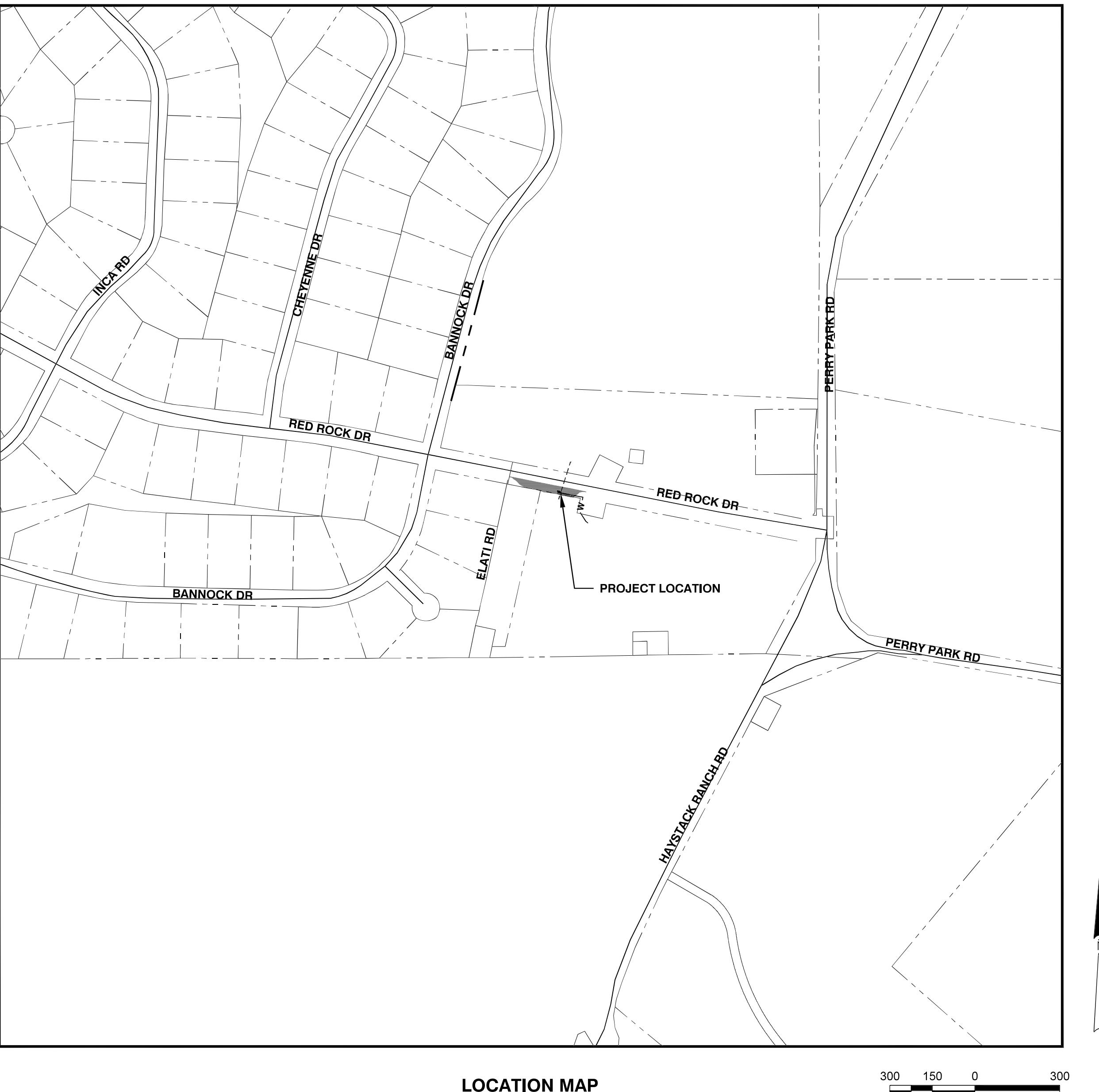 A project location map marks the proposed dry-hydrant site near Red Rock Drive and Perry Park Road.